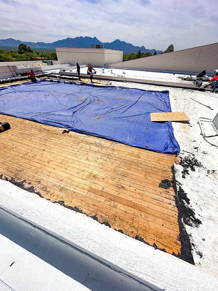 Commercial Flat Roof Damage Replacement